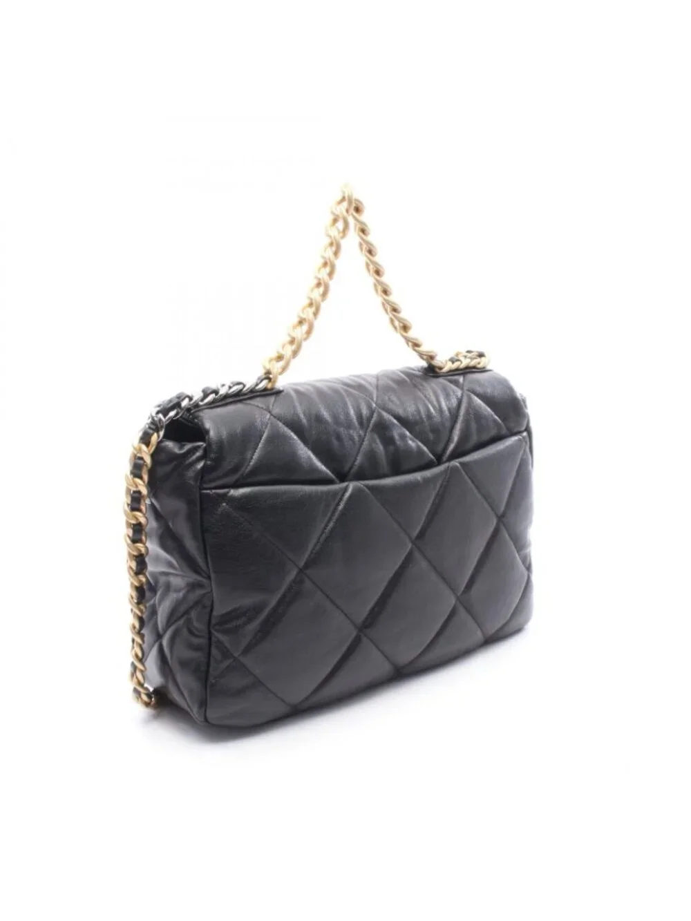 Chanel Shoulder Bag 19 Dizeneuf Maxi 2-Way Black Leather 19 Quilted